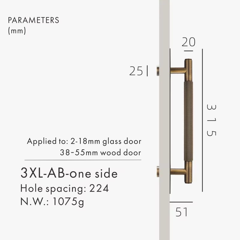 Dooroom Brass Knurled Door Handles Double Door Wood Door Shower Room Single Side Double Side Matt Gold Black Antique Brass Pulls DOOROOM