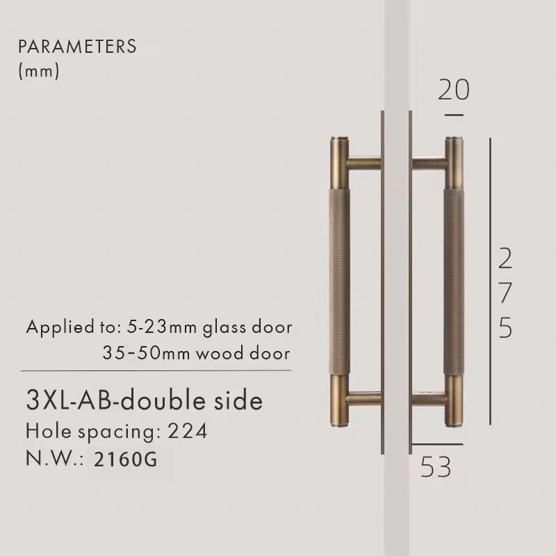 Dooroom Brass Knurled Door Handles Double Door Wood Door Shower Room Single Side Double Side Matt Gold Black Antique Brass Pulls DOOROOM