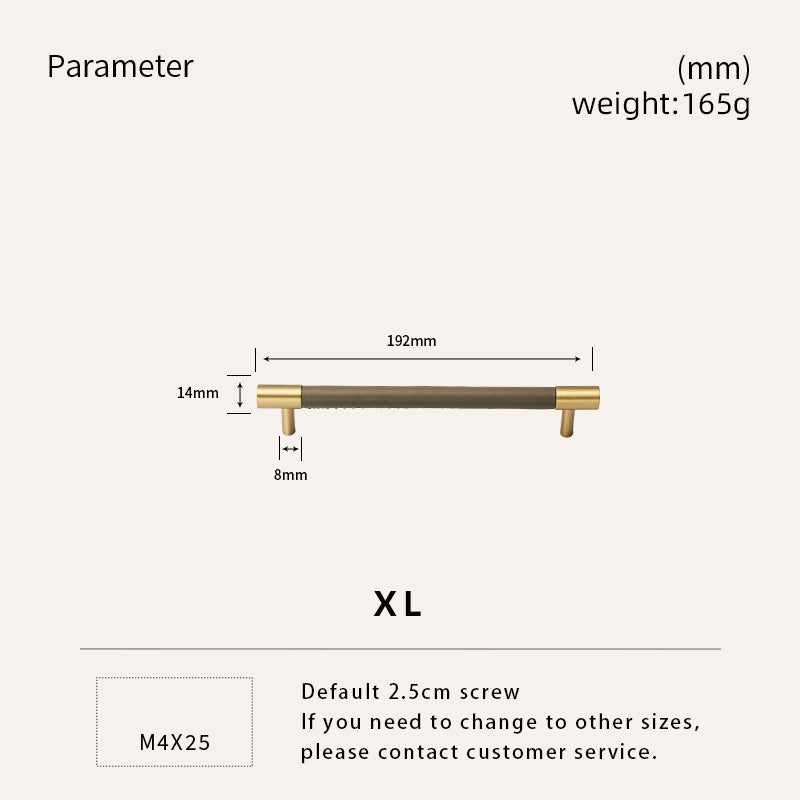 Dooroom Brass Real Leather Furniture Handles Light Luxury Grey Wardrobe Dresser Cupboard Cabinet Drawer Pulls Easy Maintenance DOOROOM