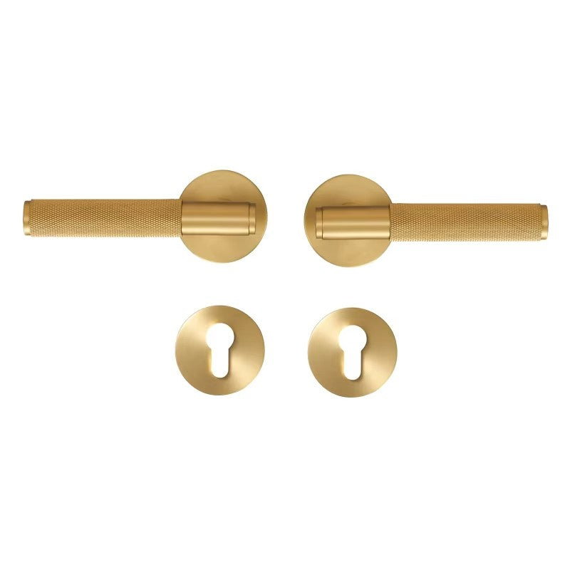 Dooroom Brass Door Lever Set Knurled Privacy Passage Dummy Thumbturn Lock Handle Set Knurled Hardware DOOROOM