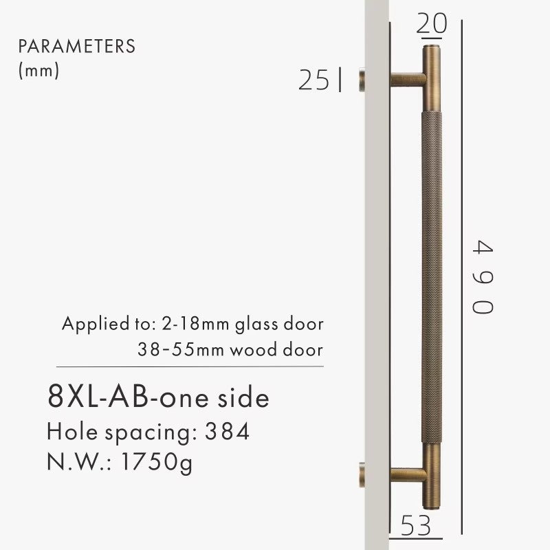 Dooroom Brass Knurled Door Handles Double Door Wood Door Shower Room Single Side Double Side Matt Gold Black Antique Brass Pulls DOOROOM