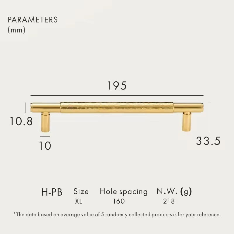 Dooroom Brass Furniture Handles Modern Hammered Yellow Bronze Cupboard Wardrobe Dresser Shoe Box Drawer Cabinet Knobs T-Bar DOOROOM