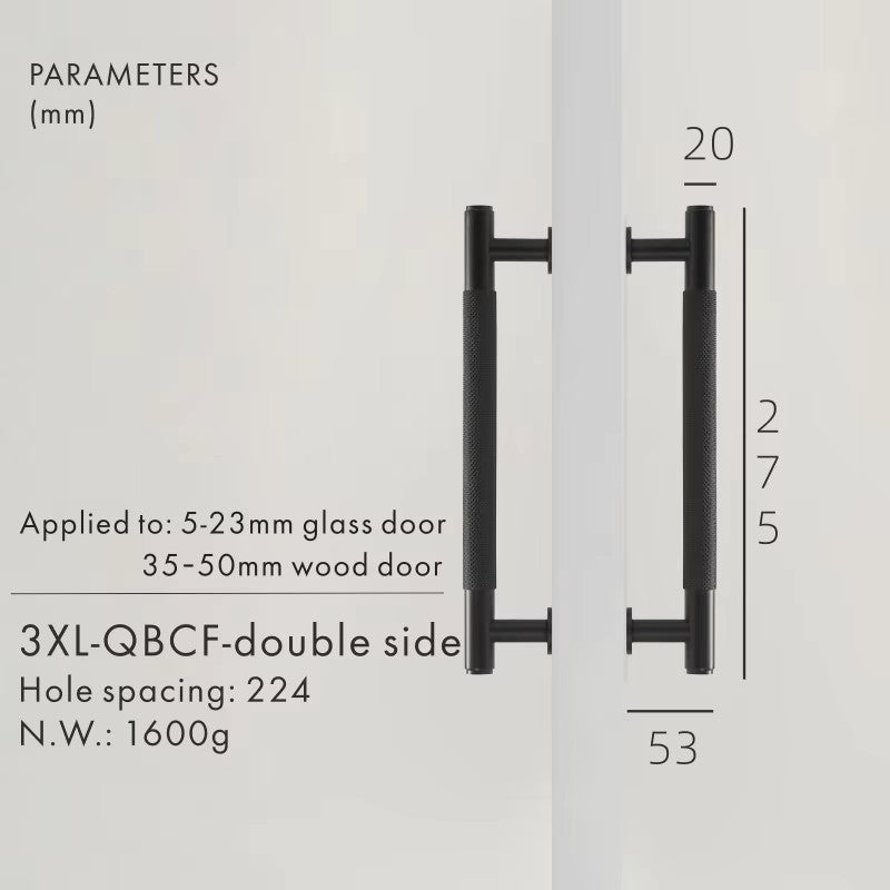 Dooroom Brass Knurled Door Handles Double Door Wood Door Shower Room Single Side Double Side Matt Gold Black Pulls DOOROOM