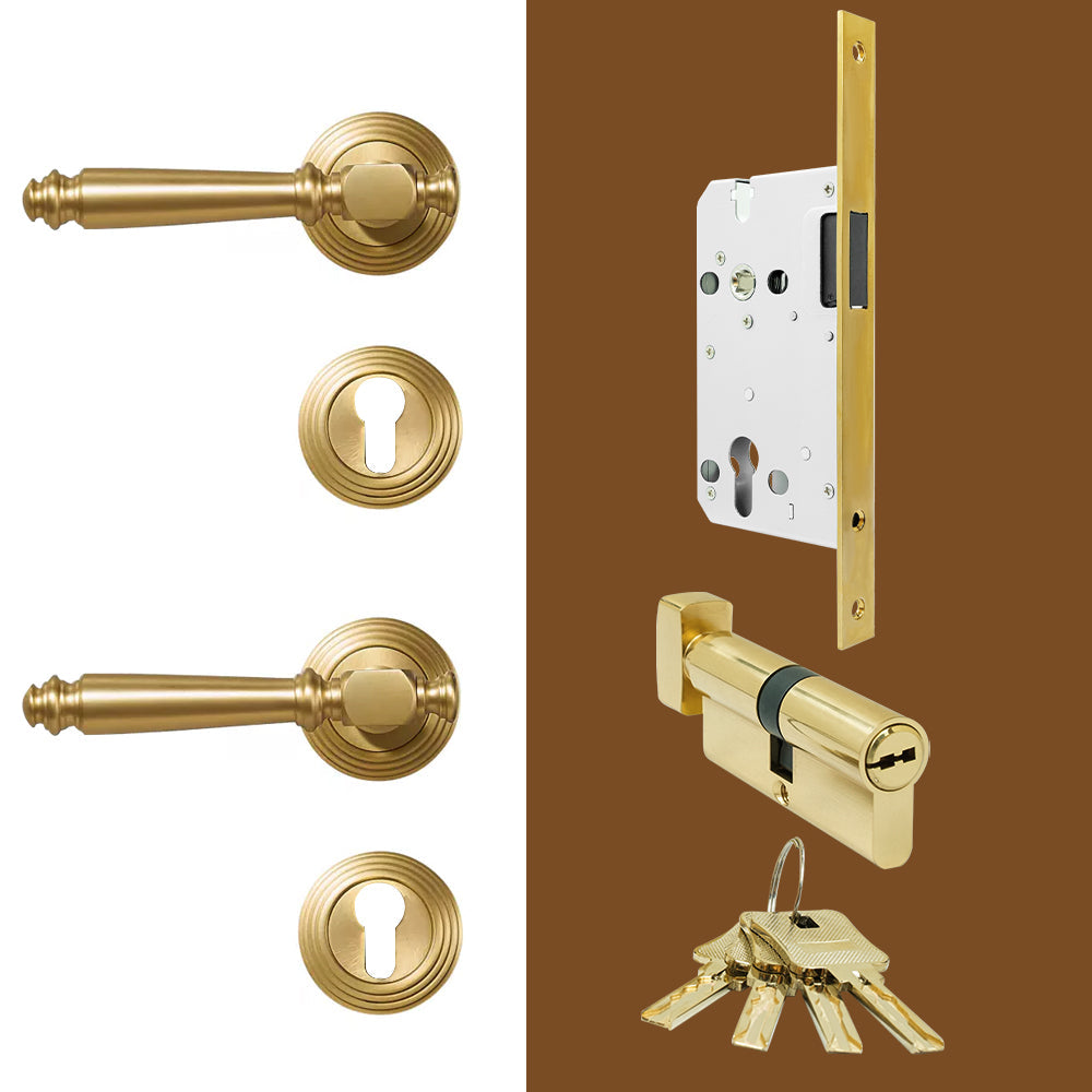 Dooroom Indoor Door Lock Brass Set Bedroom Bathroom Double Wood Door Lever Dummy Quiet Magnetic Suction Door Lock Household DOOROOM