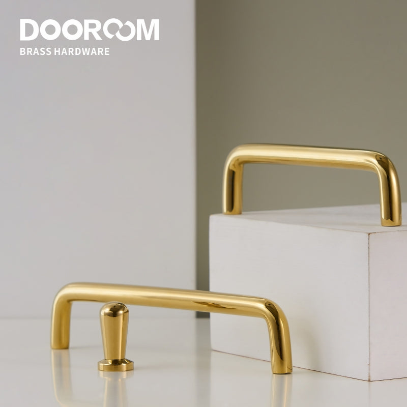 Dooroom Fashion Brass Shiny Gold Handles Simple Nordic Ins Cupboard Wardrobe Dresser Cabinet Door Drawer Furniture Pulls Knobs DOOROOM