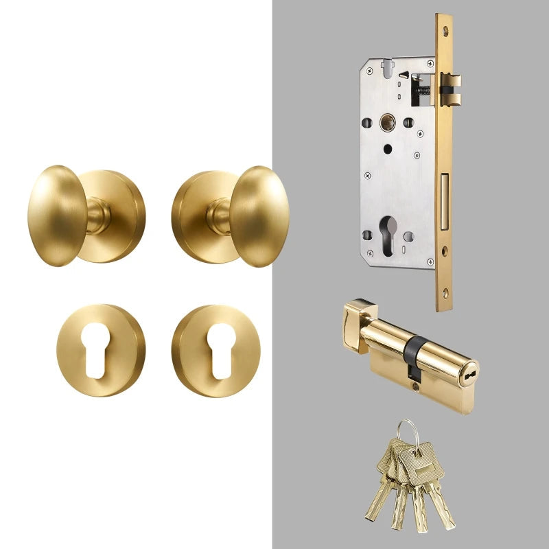 Dooroom Brass Door Lock Set Modern Interior Bedroom Bathroom Double Wood Door Lever Set Dummy Privacy Passage Hidden Door Lock DOOROOM