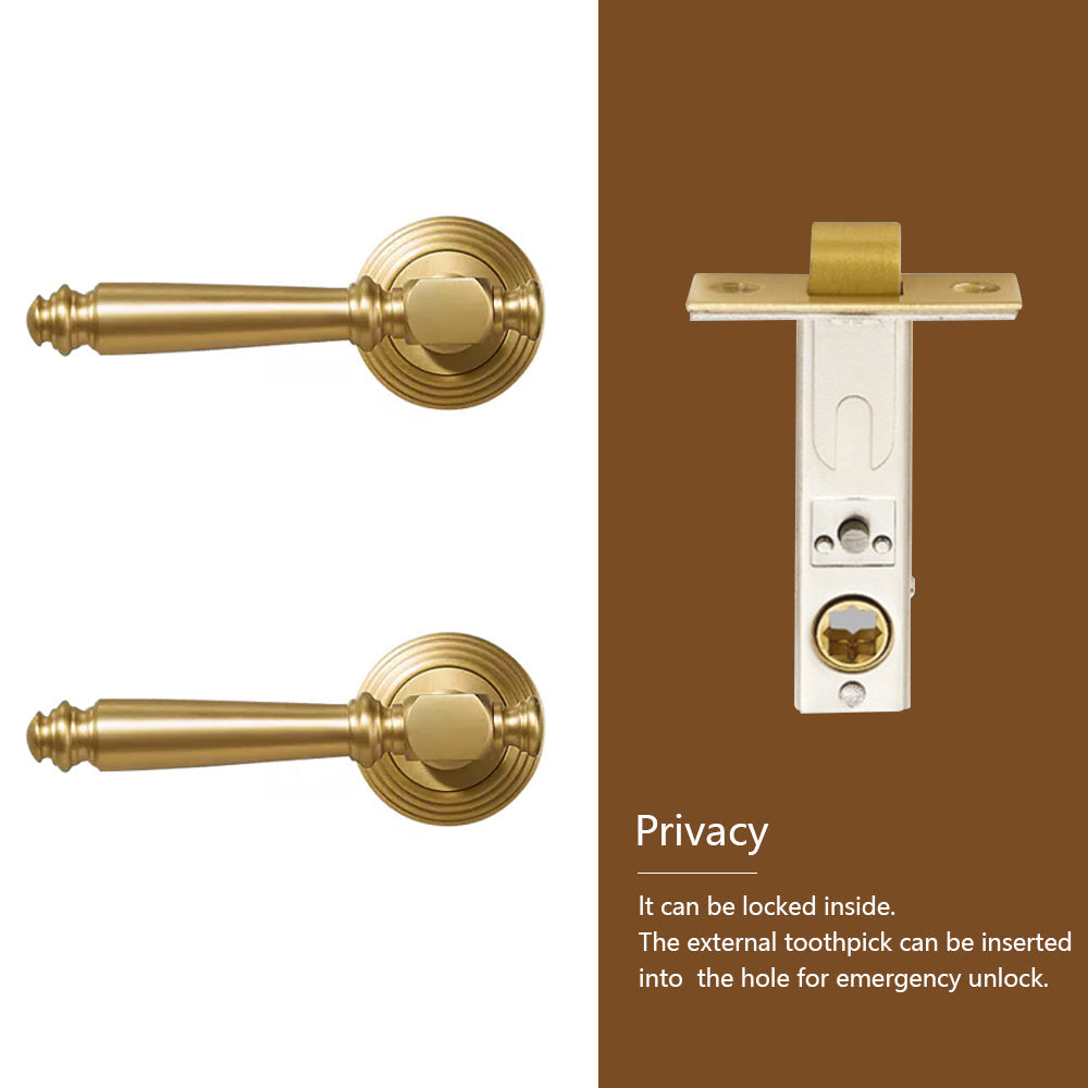 Dooroom Indoor Door Lock Brass Set Bedroom Bathroom Double Wood Door Lever Dummy Quiet Magnetic Suction Door Lock Household DOOROOM