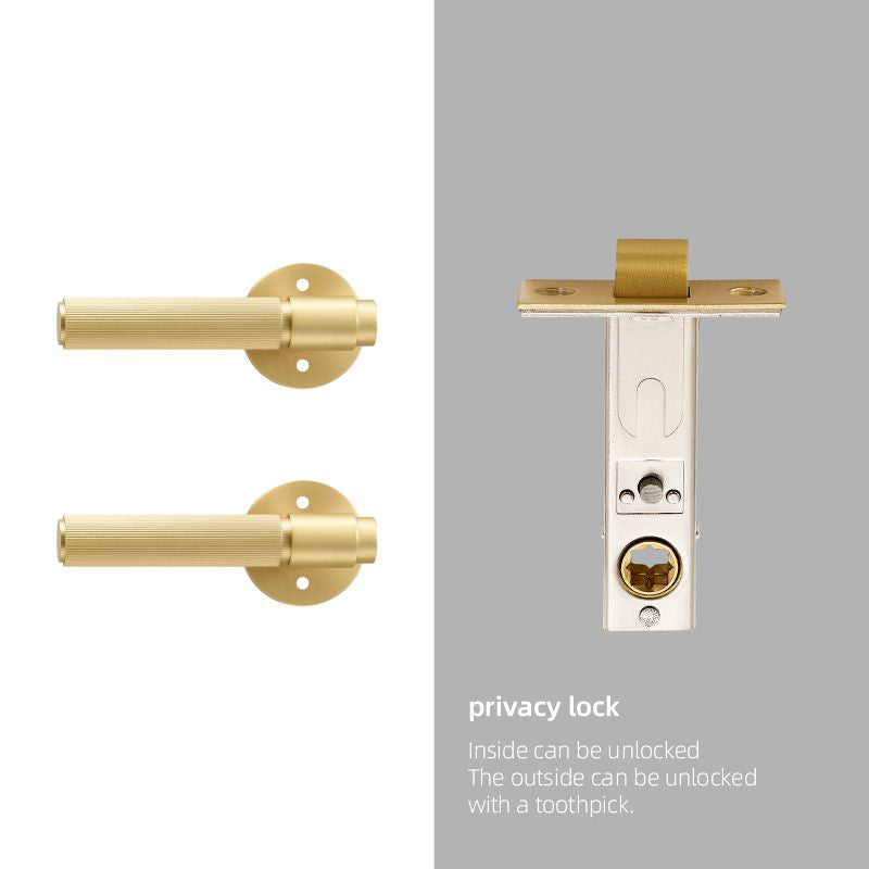 Dooroom Brass Door Lock Set Modern Stripe Shiny Gold Interior Bedroom Bathroom Double Wood Door Lever Dummy Privacy Passage DOOROOM