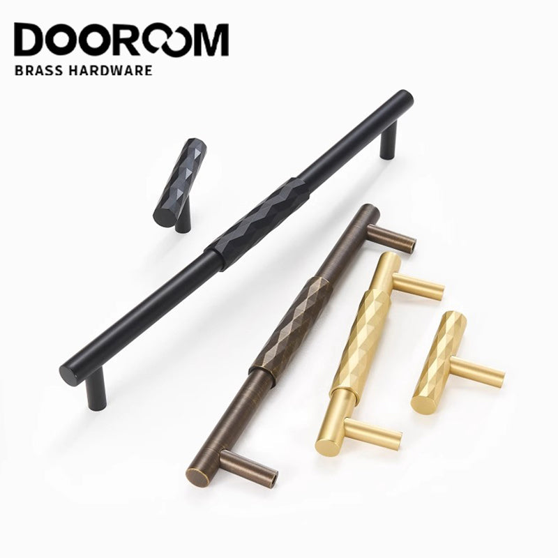 Dooroom Brass Furniture Handles Hammered Matt Brushed Nickel Cupboard Wardrobe Dresser Shoe Box Drawer Cabinet Round T bar Knobs DOOROOM