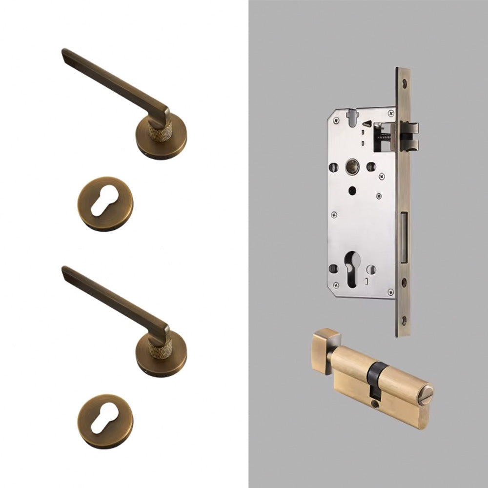Dooroom Brass Door Lever Mute Black Gold Interior Bedroom Bathroom Wood Door Lock Set Dummy Handle Knob DOOROOM