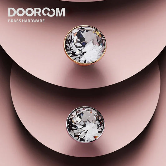 Dooroom Brass Furniture Handles Crystal Wardrobe Dresser Cupboard Cabinet Door Drawer Shoe Box Pulls European Light Luxury Knobs DOOROOM