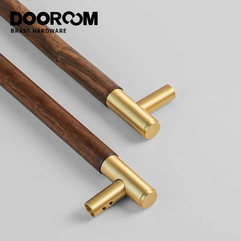 Dooroom Antique Brass Door Double Single Sided Stripe Linear Pull Bar Walnut Wood Gate Glass Door Shower Room Handles DOOROOM