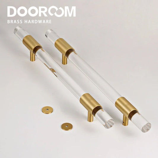 Dooroom Brass Acrylic Door Handles transparently Double Door Door Shower Room Single Side Double Side Matt Gold Pulls DOOROOM