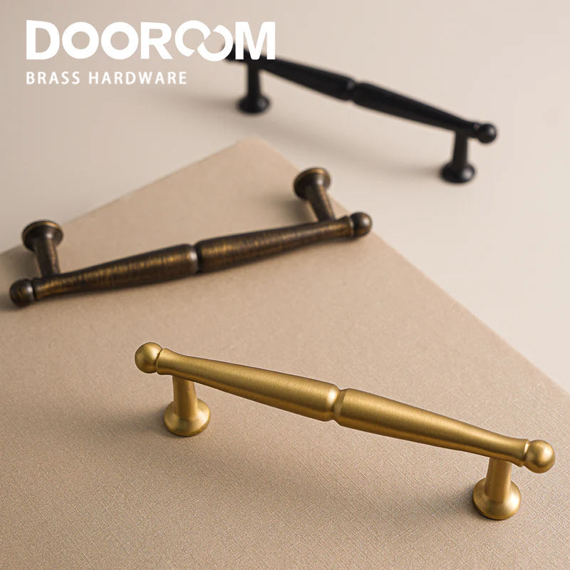 Dooroom Brass Furniture Handles Wardrobe Dresser Cupboard Cabinet Drawer Knob Black Bronze Gold American Pastoral European Pull DOOROOM