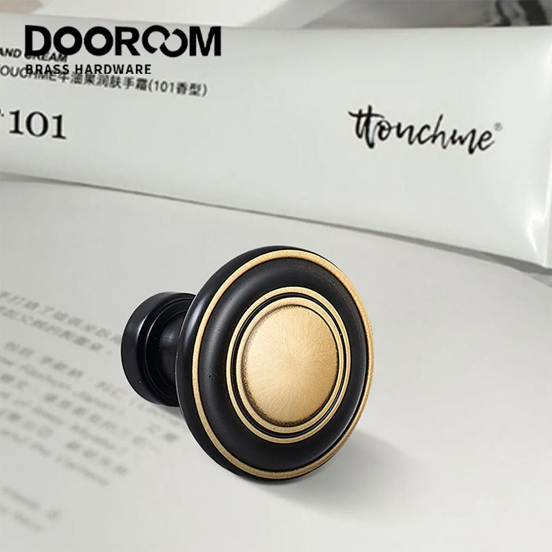 Dooroom Solid Brass Handle Simple Wardrobe Cabinet Round Drawer Knob European Mushroom Type Porcelain Bling Single Hole Handle DOOROOM