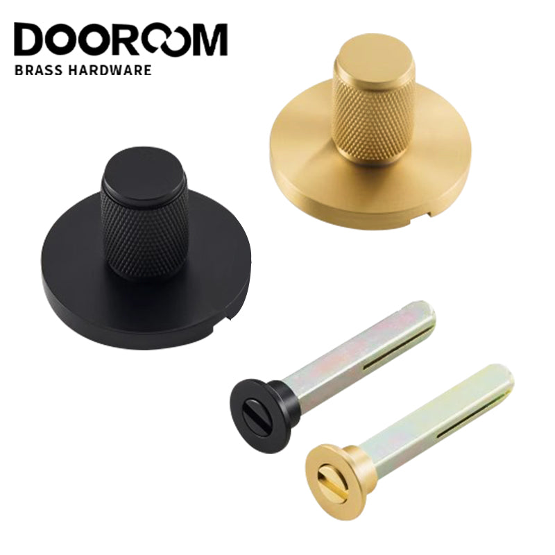 Dooroom Solid Brass Copper knob BK One Word Emergency Sliding Door Lock Copper Wire Black Bathroom Sliding Door Lock Copper DOOROOM