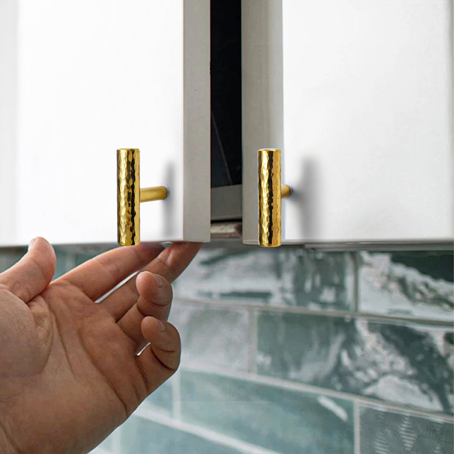 Set of 6 Vintage Hammered Bar Pulls DOOROOM