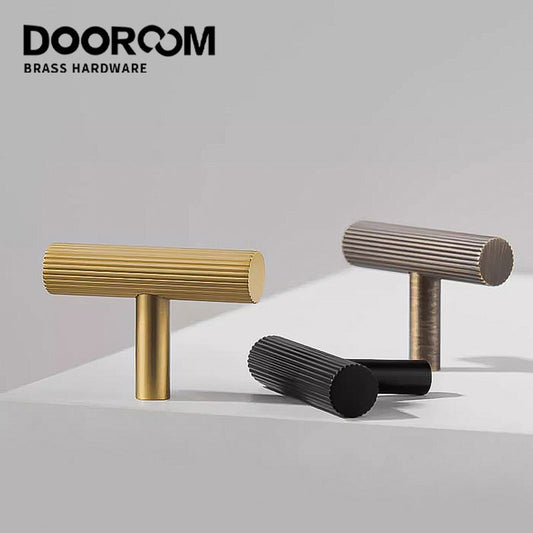 Dooroom Brass Linear Stripe Furniture Handles Antique Brass Cupboard Wardrobe Dresser Shoe Box Drawer Cabinet T-bar Pulls DOOROOM