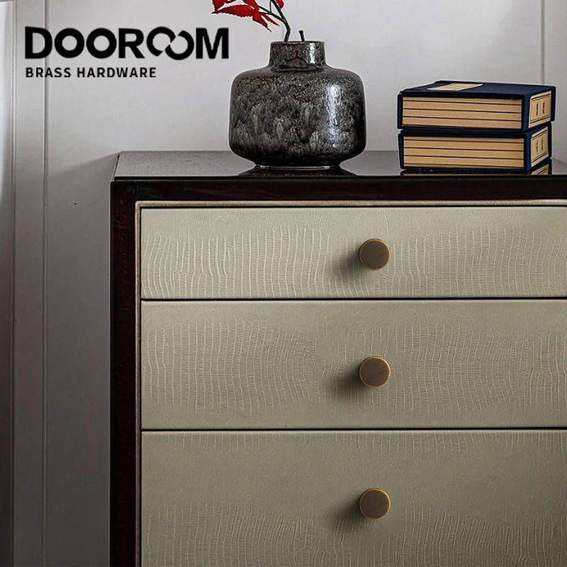 Dooroom-Brass Cabinet Handles, Wardrobe Pulls, Drawer Knobs, Knurled Furniture Door T Bar Handle for Chest Drawer Dresser DOOROOM