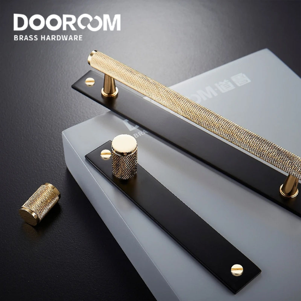 Dooroom Brass Furniture Knurled Unfold/Conceal Install Modern Gold Black Wardrobe Dresser Cupboard Cabinet Drawer Pulls  bar DOOROOM