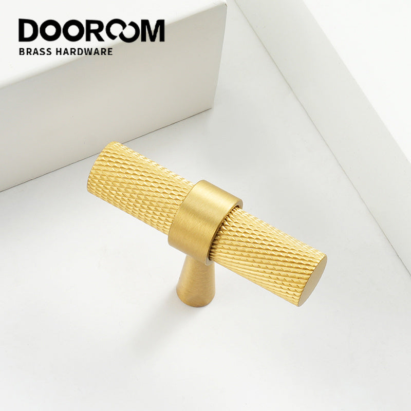 Dooroom Brass Knurled Furniture Handles Antique Brass Cupboard Wardrobe Dresser Shoe Box Drawer Cabinet T-bar Pulls DOOROOM