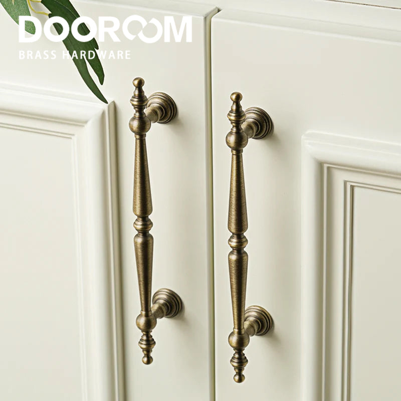Dooroom Bronze Solid Antique Brass Cabinet Handles Wardrobe Pull Cupboard Door Knob Kitchen Accessories Retro Furniture Hardware DOOROOM