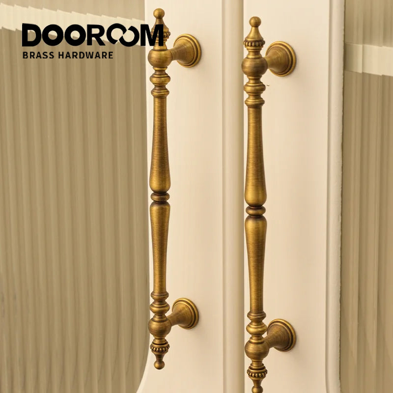 Dooroom Brass Furniture Handles Retro Antique Bronze Senior Solid Drawer Knob Kitchen Cabinet Drawer Wardrobe Hardware Handle DOOROOM