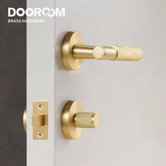 Dooroom brass knurled thumb turn key latch lever handle cylinder key escutcheon passage room lock DOOROOM