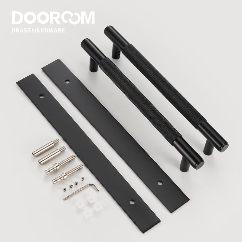 Dooroom Brass Knurled Door Handles Double Door Wood Door Shower Room Single Side Double Side Matt Gold Black Antique Brass Pulls DOOROOM