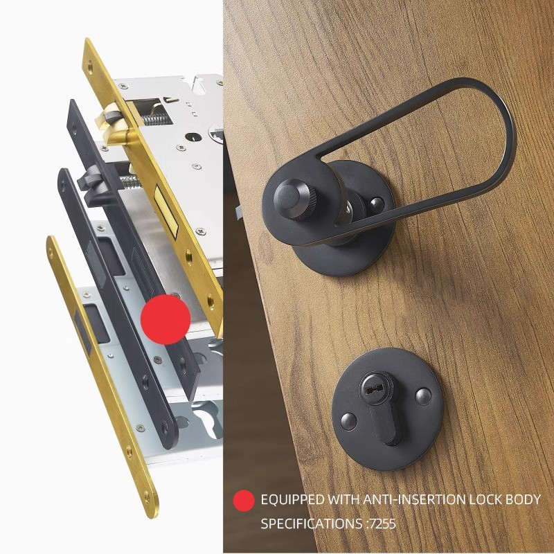 DOOROOM Brass Door Lever Value Magnetic Mute Black Gold Color Ultra Modern Designer Interior Door Lock Handle Brass DOOROOM