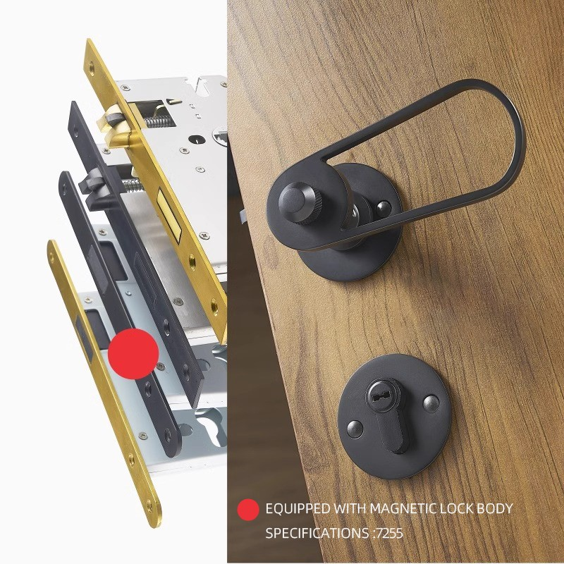 DOOROOM Brass Door Lever Value Magnetic Mute Black Gold Color Ultra Modern Designer Interior Door Lock Handle Brass DOOROOM