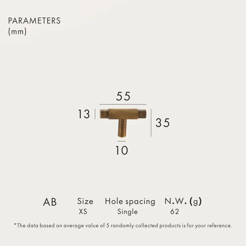 Dooroom Brass Furniture Handles Modern Knurled Antique Brass Cupboard Wardrobe Dresser Shoe Box Drawer Cabinet Knobs T-Bar DOOROOM