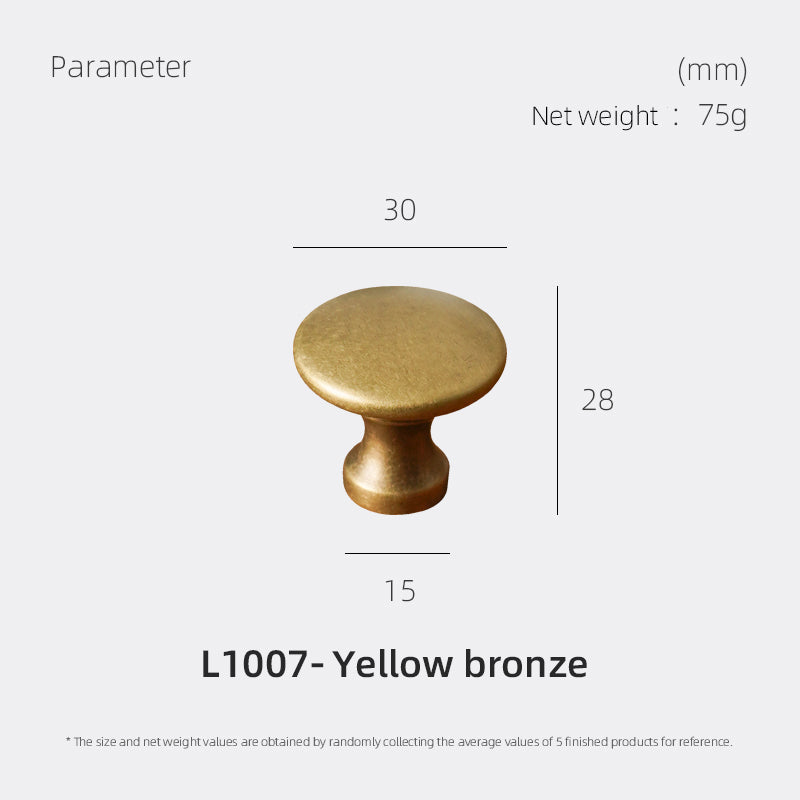 DOOROOM high-quality Solid Brass Handle New Yellow Bronze Clolor Circular Cabinet Furniture Shoe Box Drawer Handle DOOROOM