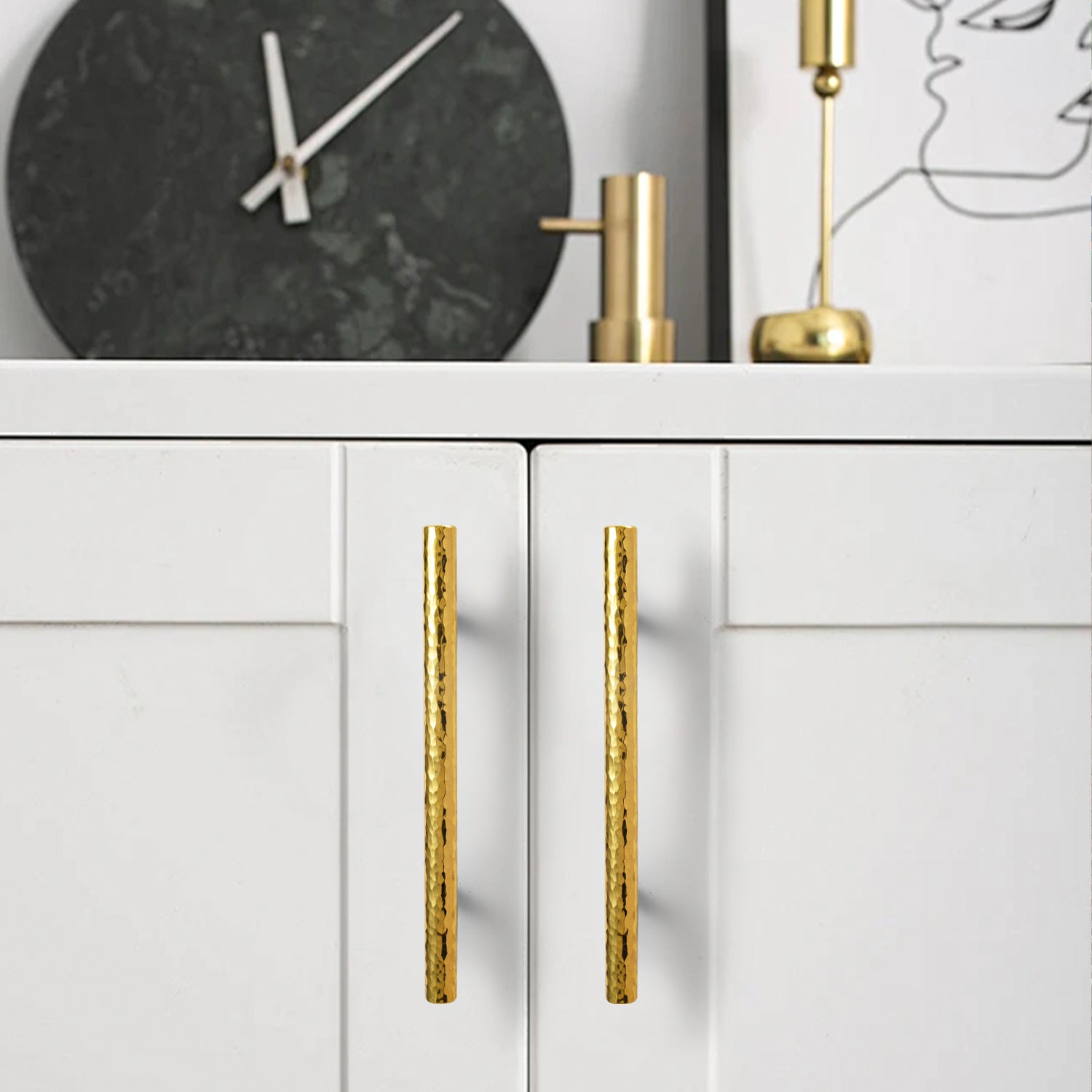 Set of 6 Vintage Hammered Bar Pulls DOOROOM