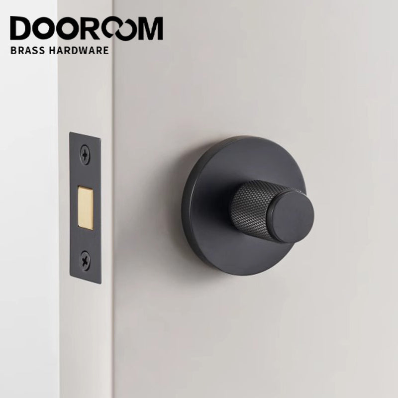 Dooroom Solid Brass Copper knob BK One Word Emergency Sliding Door Lock Copper Wire Black Bathroom Sliding Door Lock Copper DOOROOM