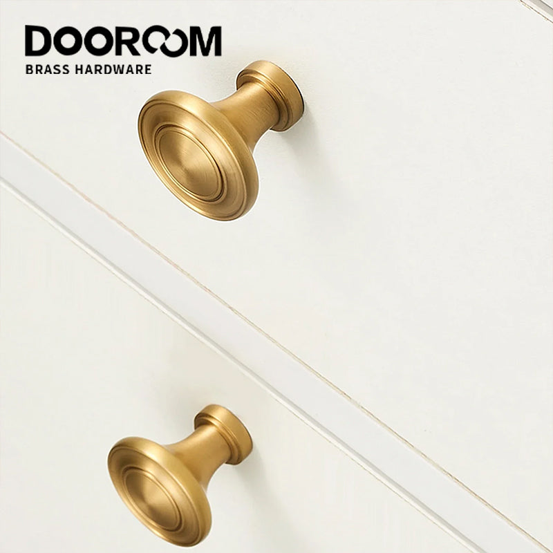 Dooroom Solid Brass Handle Simple Wardrobe Cabinet Round Drawer Knob European Mushroom Type Porcelain Bling Single Hole Handle DOOROOM