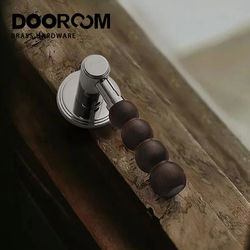 Dooroom Brass Walnut Door Lock Set Modern Walnut Wood Modern Furniture Room Door Handle Magnetic Mute Bathroom Bedroom Door Lock DOOROOM