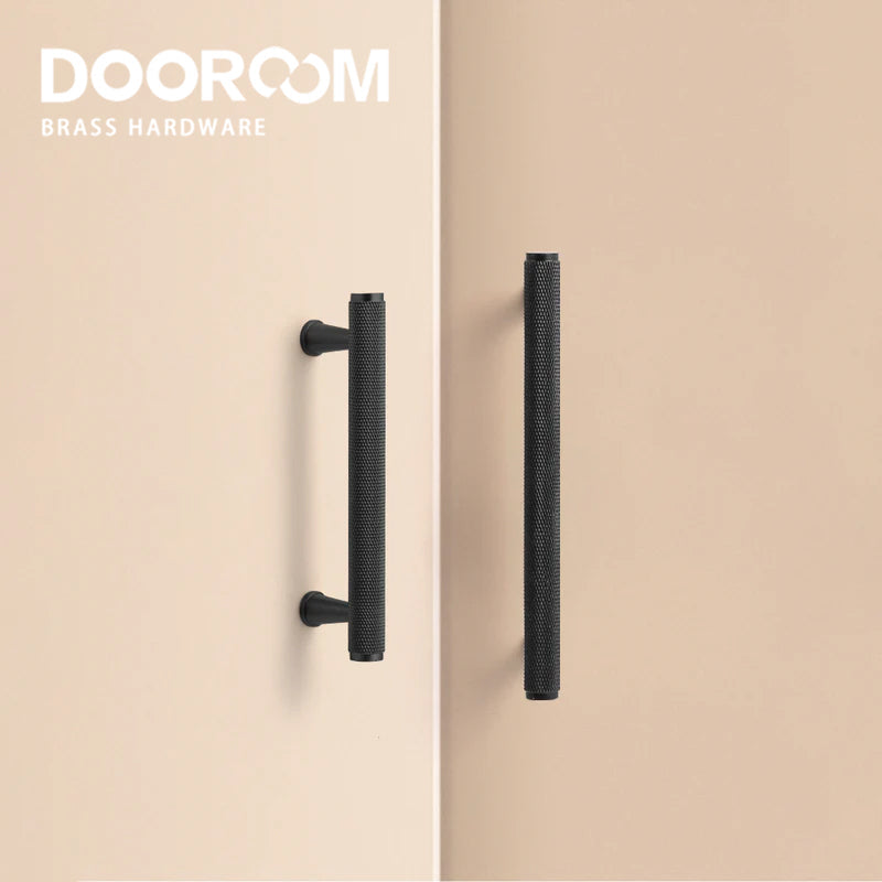 Dooroom Brass Knurled Devise Furniture Handles Gold Black Modern Wardrobe Cabinet Dresser Cupboard Drawer Pulls Knobs Bar DOOROOM
