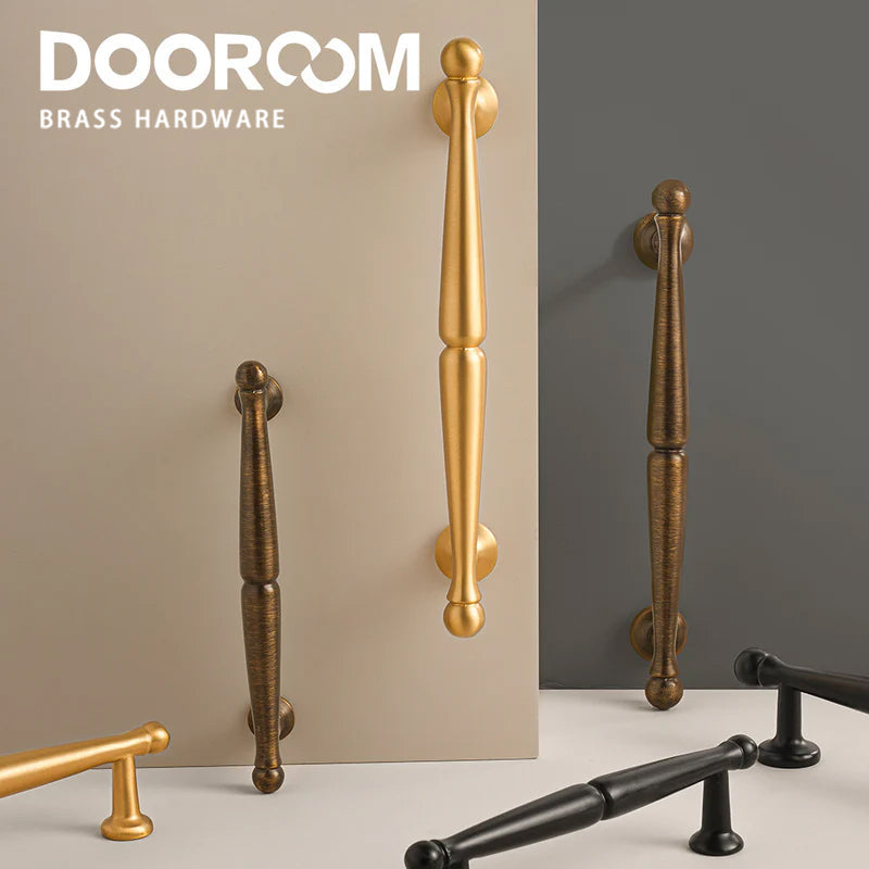 Dooroom Brass Furniture Handles Wardrobe Dresser Cupboard Cabinet Drawer Knob Black Bronze Gold American Pastoral European Pull DOOROOM