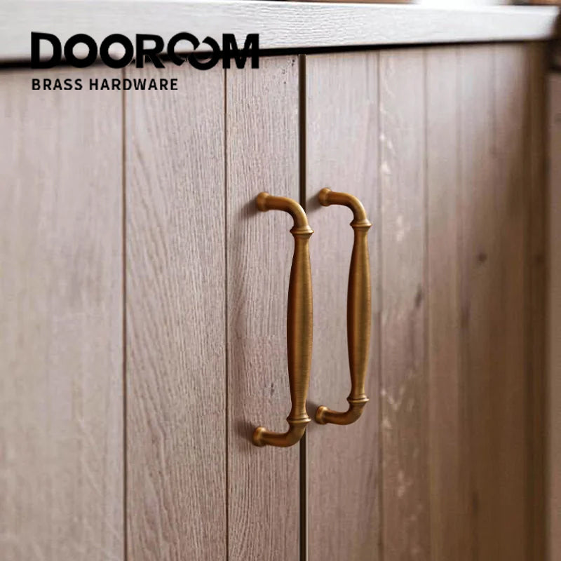 Dooroom Brass Furniture Handles Retro Antique Bronze Kitchen Cabinet Drawer Knob Modern Drawer Pull Handle Hardware Accessoires DOOROOM