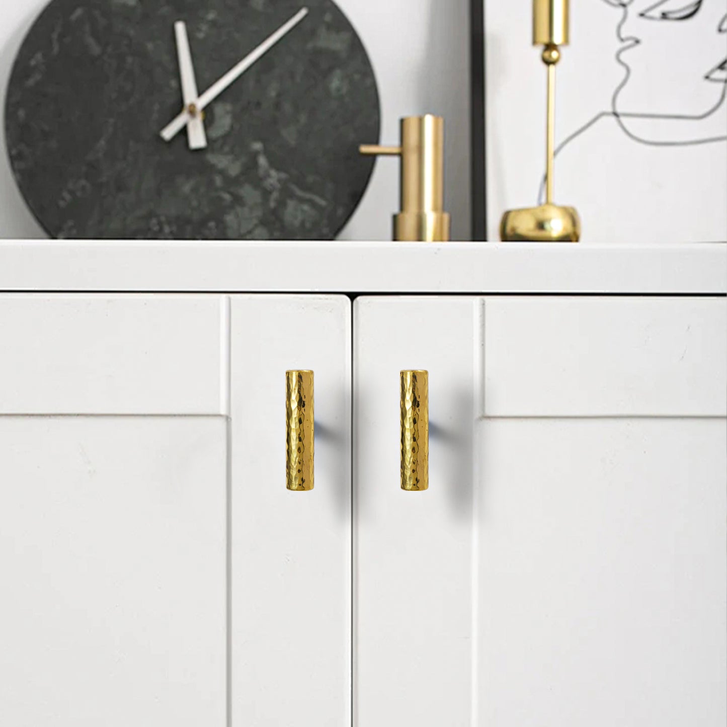 Set of 6 Vintage Hammered Bar Pulls DOOROOM