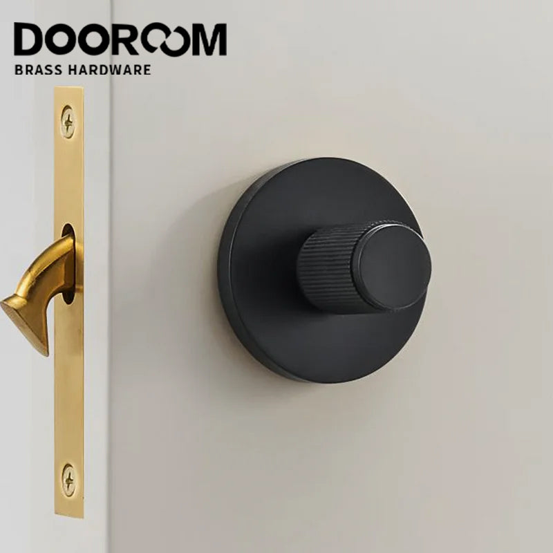 Dooroom Brass Soliding knob BK One Word Emergency Sliding Door Lock Copper Wire Black Bathroom Sliding Door Lock copper DOOROOM