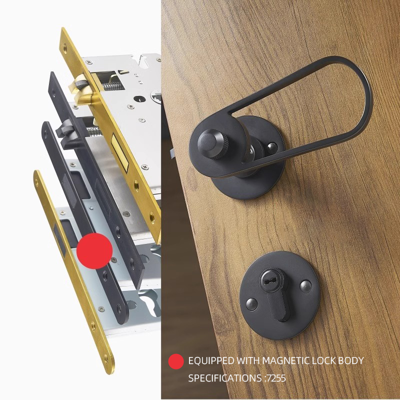 DOOROOM Brass Door Lever Value Magnetic Mute Black Gold Color Ultra Modern Designer Interior Door Lock Handle Brass DOOROOM