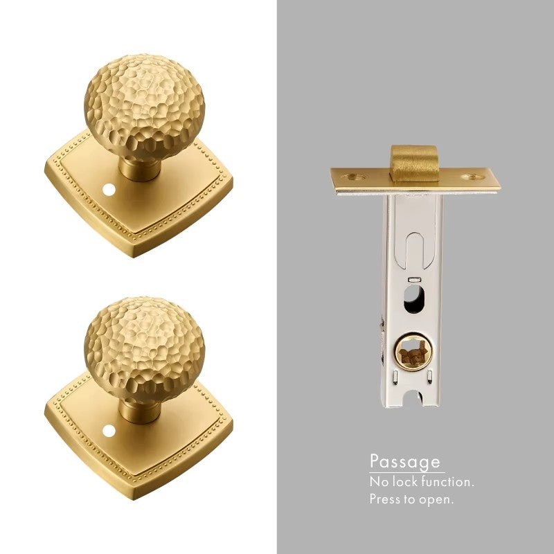 Dooroom Brass Door Lock Set Hammered Modern Bedroom Bathroom Double Lever Dummy Privacy Passage Hidden Handle Knob DOOROOM
