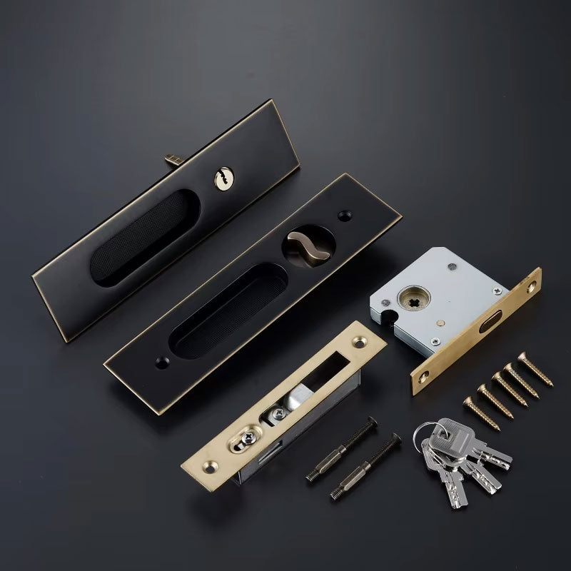 Dooroom Brass Sliding Door Lock Modern American Push Pull Hidden Handle Interior Living Room Bathroom Balcony Lockset With Keys DOOROOM