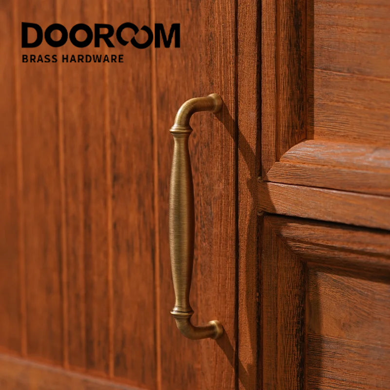 Dooroom Brass Furniture Handles Retro Antique Bronze Kitchen Cabinet Drawer Knob Modern Drawer Pull Handle Hardware Accessoires DOOROOM