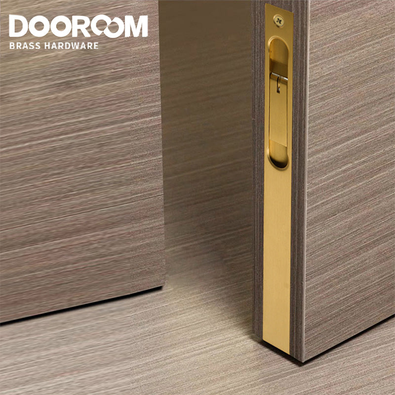 Dooroom New Brass Sliding Door Lock Set Handles American Push Pull Interior Living Room Bathroom Balcony Kitchen Security Slide DOOROOM