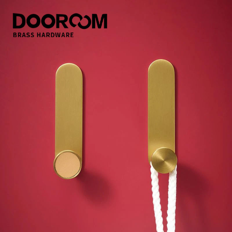 Dooroom Brass Real Leather Cabinet Handles Cupboard Door Pulls Bearing Hooks Bathroom Indoor Kitchen Hallway Wall Clothes Hook DOOROOM
