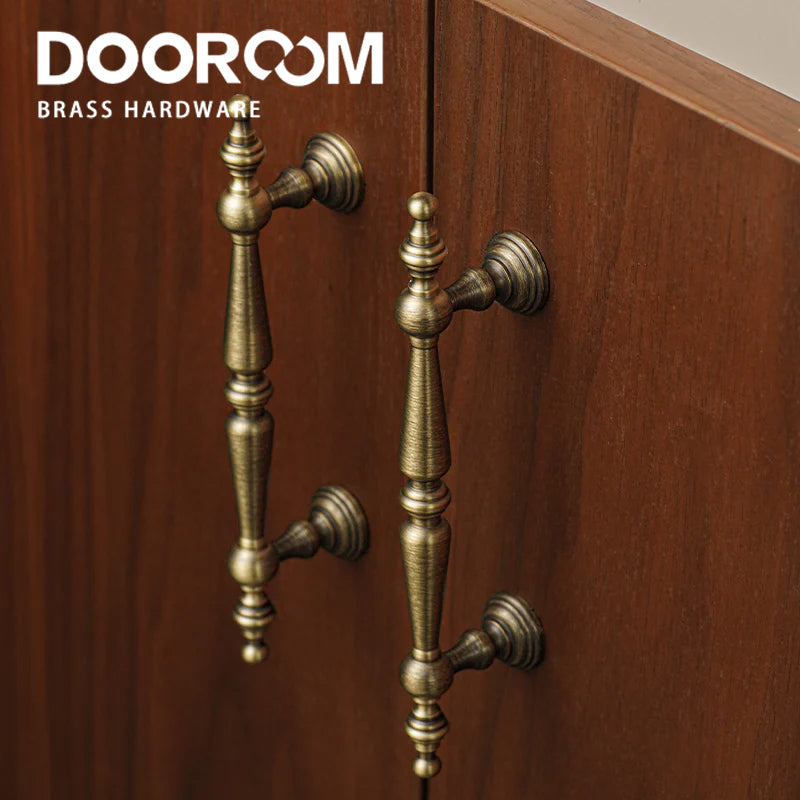 Dooroom Bronze Solid Antique Brass Cabinet Handles Wardrobe Pull Cupboard Door Knob Kitchen Accessories Retro Furniture Hardware DOOROOM