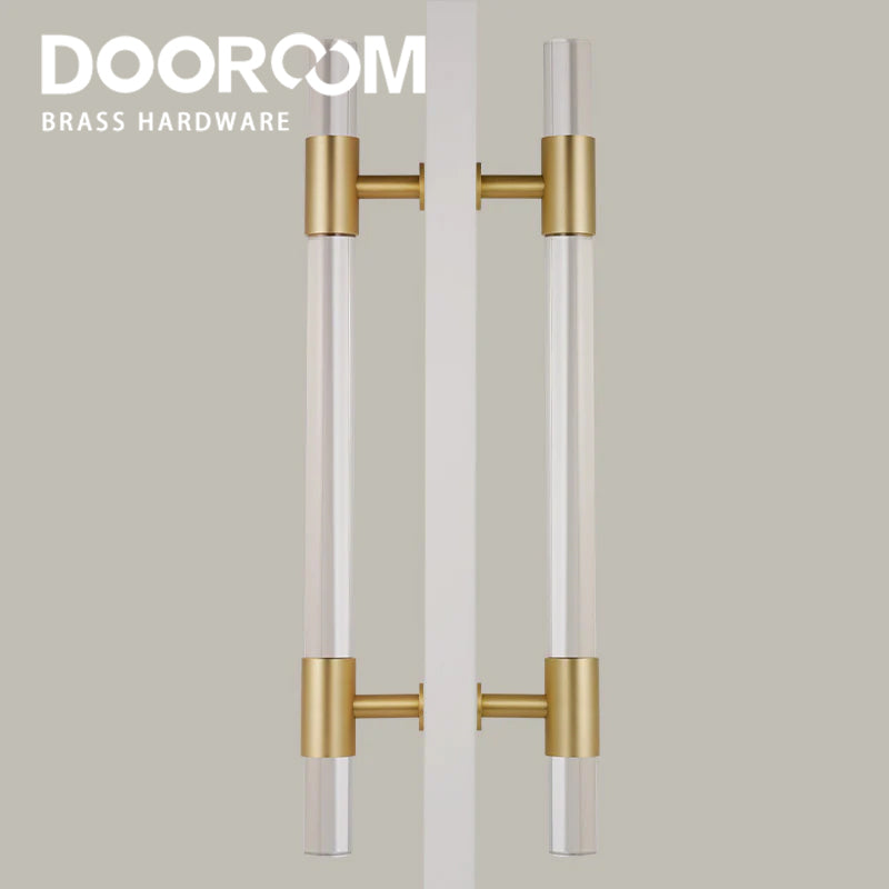 Dooroom Brass Acrylic Door Handles transparently Double Door Door Shower Room Single Side Double Side Matt Gold Pulls DOOROOM